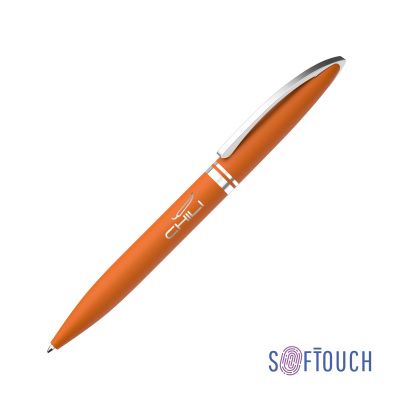 Ручка шариковая Rocket, покрытие soft touch, оранжевый-0