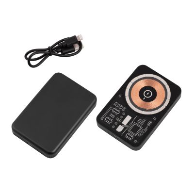 Беспроводное зарядное устройство Skeleton 10000 mAh с функцией MagSafe, прозрачный пластик/алюминий, черный-2