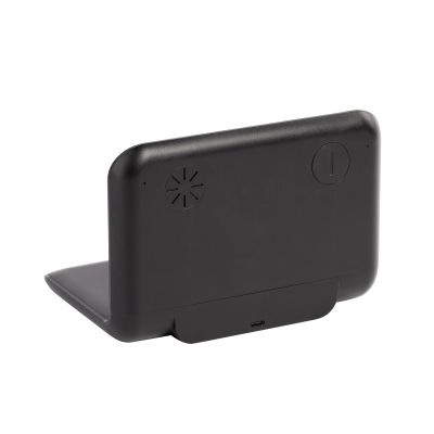 Настольные часы Smart Time с беспроводным (15W) зарядным устройством, будильником и термометром, со съёмным дисплеем, черный-4
