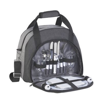 Набор для пикника Исландия на 2 персоны с холодильным отделением, серый с черным-0