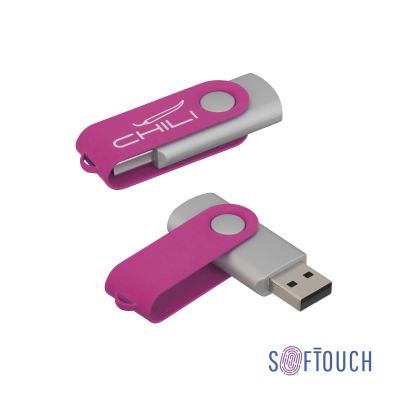 Флеш-карта Vostok, объем памяти 16Gb, покрытие soft touch, фуксия-0