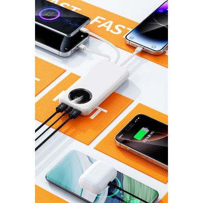 Зарядное устройство Phantom 10000 mAh с 4мя встроенными кабелями и цифровым индикатором заряда, белый-4