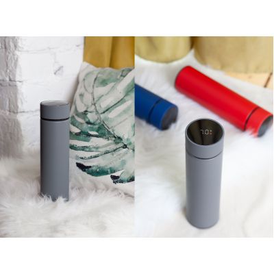 Термос Бостон с индикацией температуры, soft touch, 0,5л., серый-1