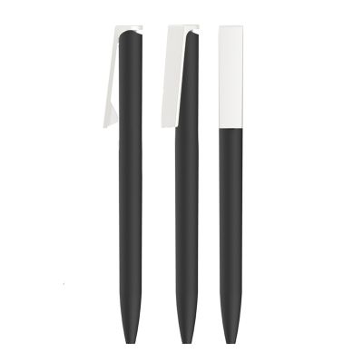 Ручка шариковая Clive, покрытие soft touch, черный с белым-2