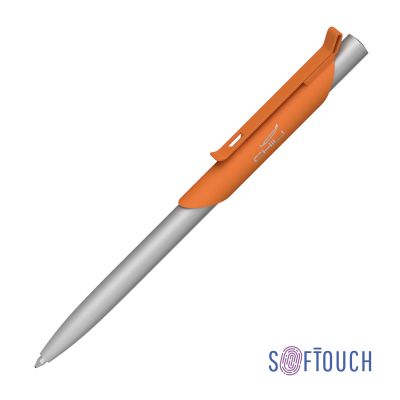 Ручка шариковая Skil, покрытие soft touch, оранжевый с серебристым-0