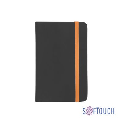 Блокнот Бергамо, покрытие soft touch, формат А6, черный/оранжевый#, черный с оранжевым-0