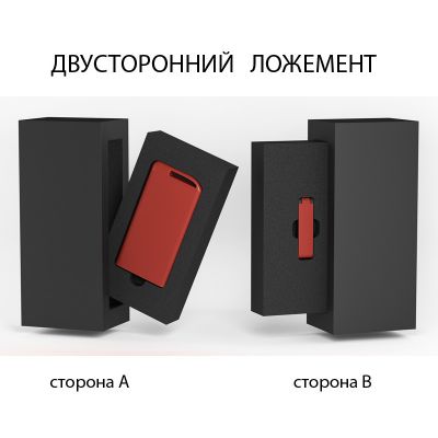 Набор зарядное устройство Theta 4000 mAh + флеш-карта Case 8Гб  в футляре, покрытие soft touch, красный с черным-2