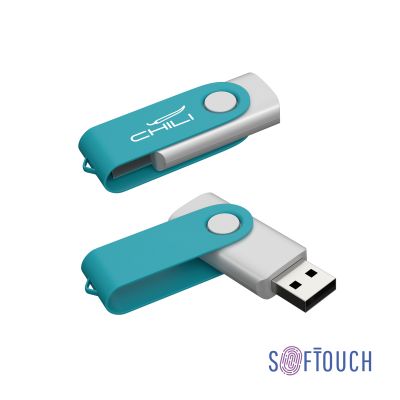 Флеш-карта Vostok, объем памяти 16Gb, покрытие soft touch, бирюзовый-0