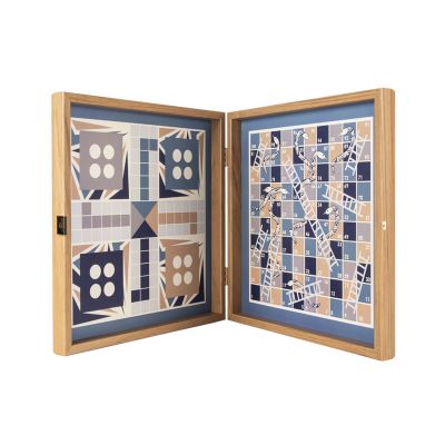 Набор игр (шахматы, нарды, лудо, змейка), коричневый-2