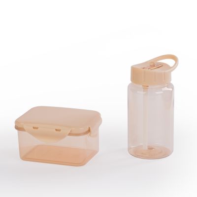 Набор ланч-бокс и бутылка 450 мл, молочный-0