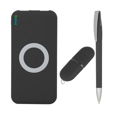 Набор Камень на 3 предмета, 8000 mAh /16Gb, с покрытием soft grip, черный-1
