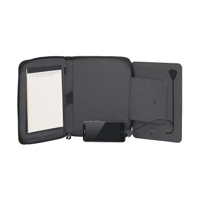 Папка с зарядным устройством 5000 mAh и блокнотом, черный-1