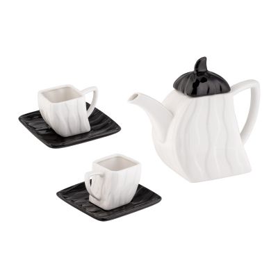 Набор чайный на 4 персоны Соната, белый/черный-2