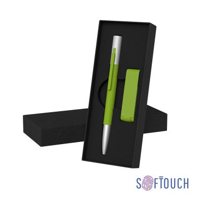 Набор ручка Clas + флеш-карта Case 8 Гб в футляре, покрытие soft touch, зеленое яблоко-0