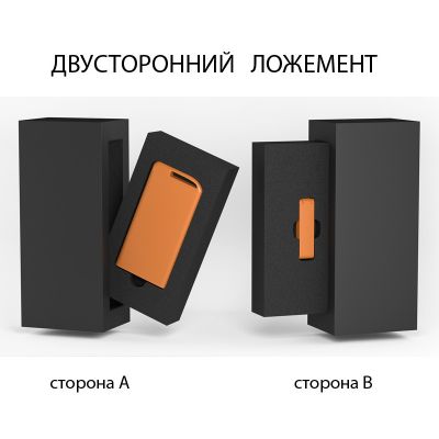 Набор зарядное устройство Theta 4000 mAh + флеш-карта Case 8Гб  в футляре, покрытие soft touch, оранжевый-2