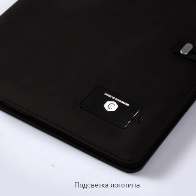 Папка А4 с зарядным устройством 4000 mAh и блокнотом, черный-1