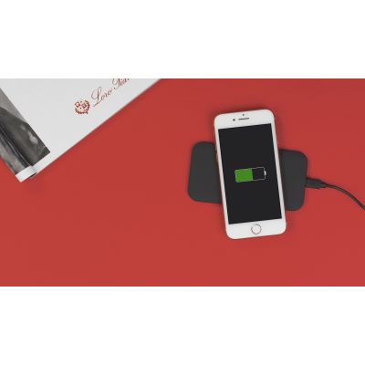 Настольное беспроводное зарядное устройство Slim SOFTTOUCH, черный-1