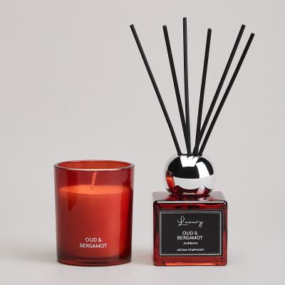 НАБОР АРОМАТИЧЕСКИЙ "LUXURY" СВЕЧА В СТАКАНЕ 6*7,5 СМ И ДИФФУЗОР 70 МЛ OUD&BERGAMOT-0