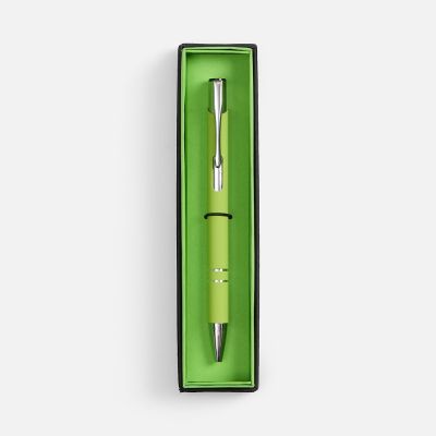 Ручка шариковая Keskus Soft Touch в футляре, зеленое яблоко-1