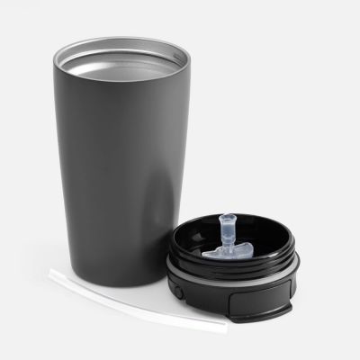 Термостакан с двумя поильниками Duetta, серый-4