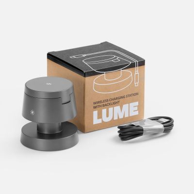 Станция беспроводной зарядки с подсветкой Lume, серая-5