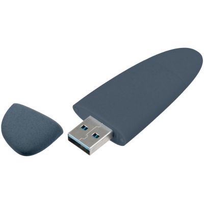 Флешка Pebble Type-C, USB 3.0, серо-синяя, 16 Гб-1