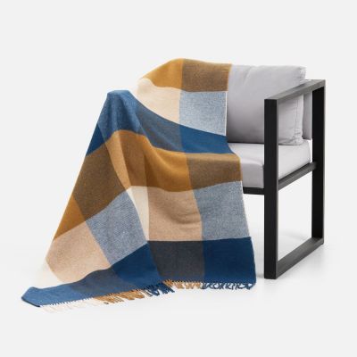 Плед Fleco, синий с коричневым-3