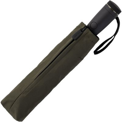 Зонт складной Gear, темно-зеленый (хаки) с черным-4