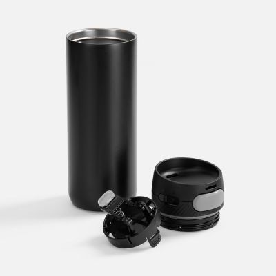 Термостакан X1 с цветной кнопкой, черный с серым-1