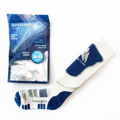 Термоноски высокие Monterno Sport, белые с синим-1