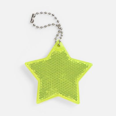 Пешеходный светоотражатель с цепочкой «Звезда», желтый неон-0