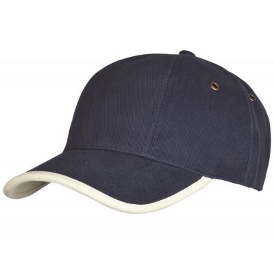 Бейсболка Unit Trendy, темно-синяя с бежевым-0