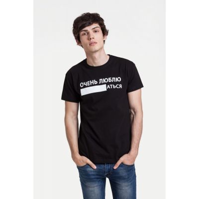 Футболка «Очень люблю ...аться», черная-0
