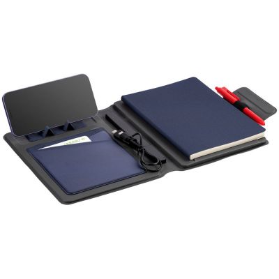 Органайзер с блокнотом и аккумулятором Oiro, синий-6
