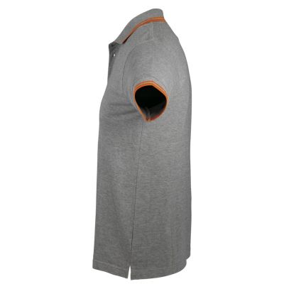 Рубашка поло мужская Pasadena Men 200 с контрастной отделкой, серый меланж с оранжевым-2