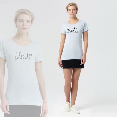 Футболка женская Hate-Love, голубая-3