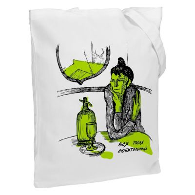 Холщовая сумка «Любительница», молочно-белая-0