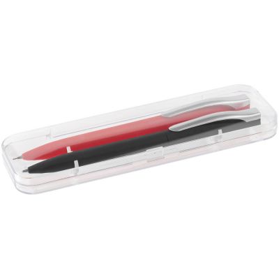 Набор Pin Soft Touch: ручка и карандаш, черный с красным-3