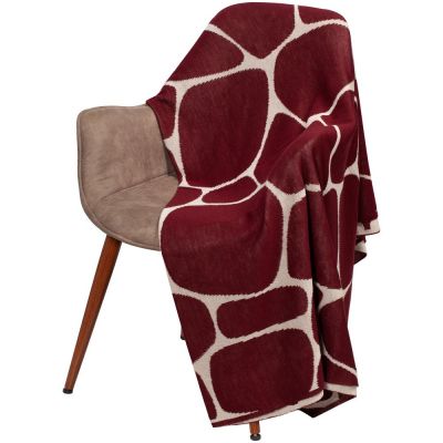 Плед Giraffe, бежевый с бордовым-0