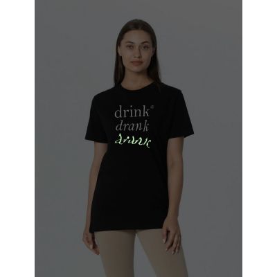 Футболка Drunk со светящимся принтом, черная-6