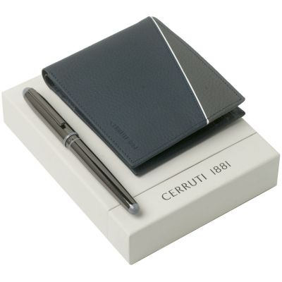 Набор Cerruti 1881: кошелек и роллер, синий-0