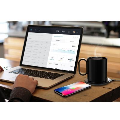 Кружка с подогревом и беспроводной зарядкой dualBase, черная-11