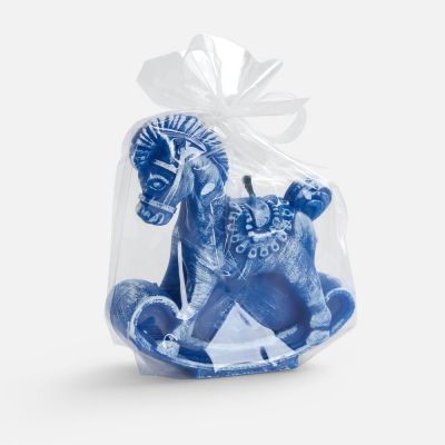 Свеча фигурная «Лошадка-качалка», синяя-1