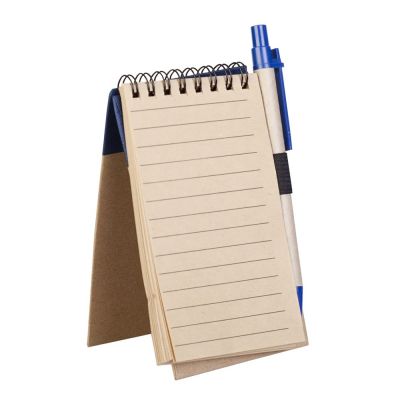 Блокнот на кольцах Eco Note с ручкой, синий-2