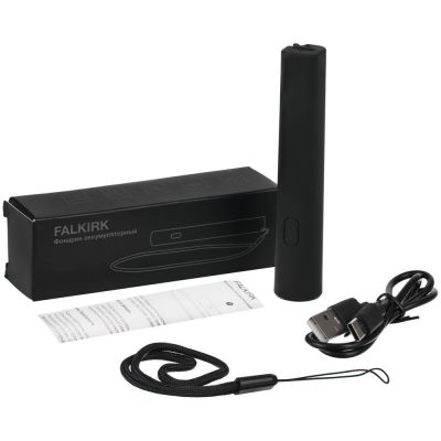 Фонарик аккумуляторный Falkirk, черный-7