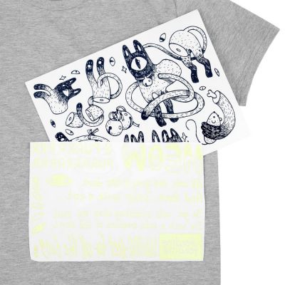 Футболка с термонаклейками Meow, серый меланж-1