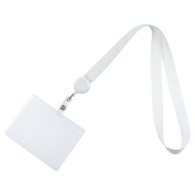 Лента для бейджа с ретрактором Retract, белая-1