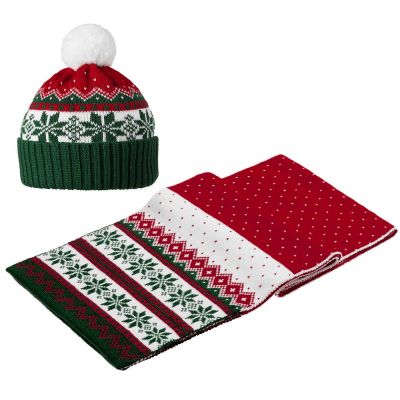 Шарф Happy View, красный с зеленым-3