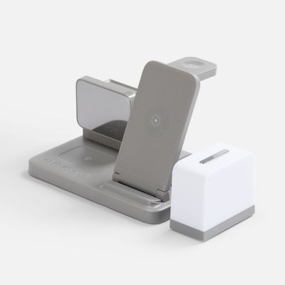 Зарядная станция с электронными часами и подсветкой Large Charge ver.3, серая-4