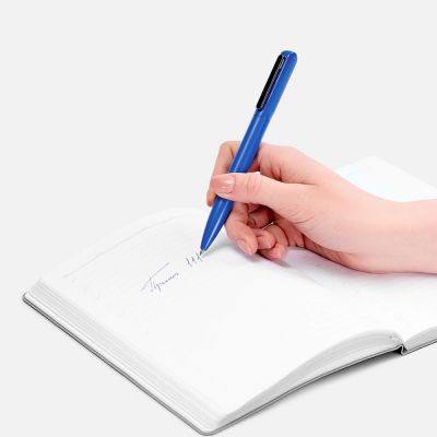 Ручка шариковая Lucenti с подсветкой логотипа, синяя-3